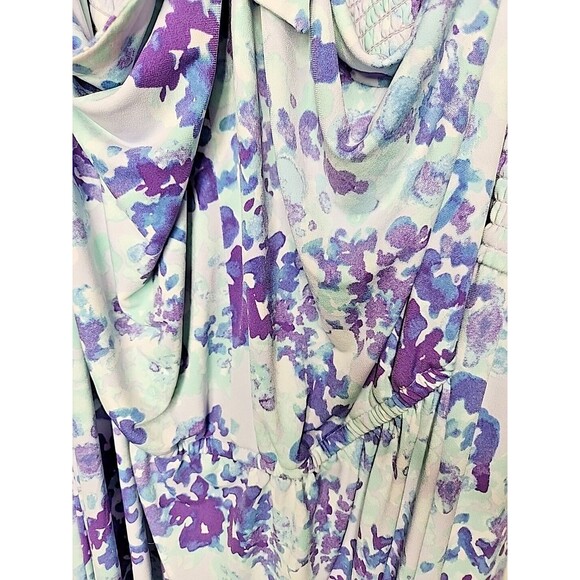 Jason Wu Blue and Purple Floral Print Midi Halter Neck Dress Size XL EUC - Picture 6 of 8